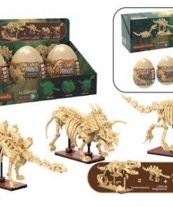 Tray of 3 Dinosaur Eggs with Stegosaurus, Triceratops & Velociraptor