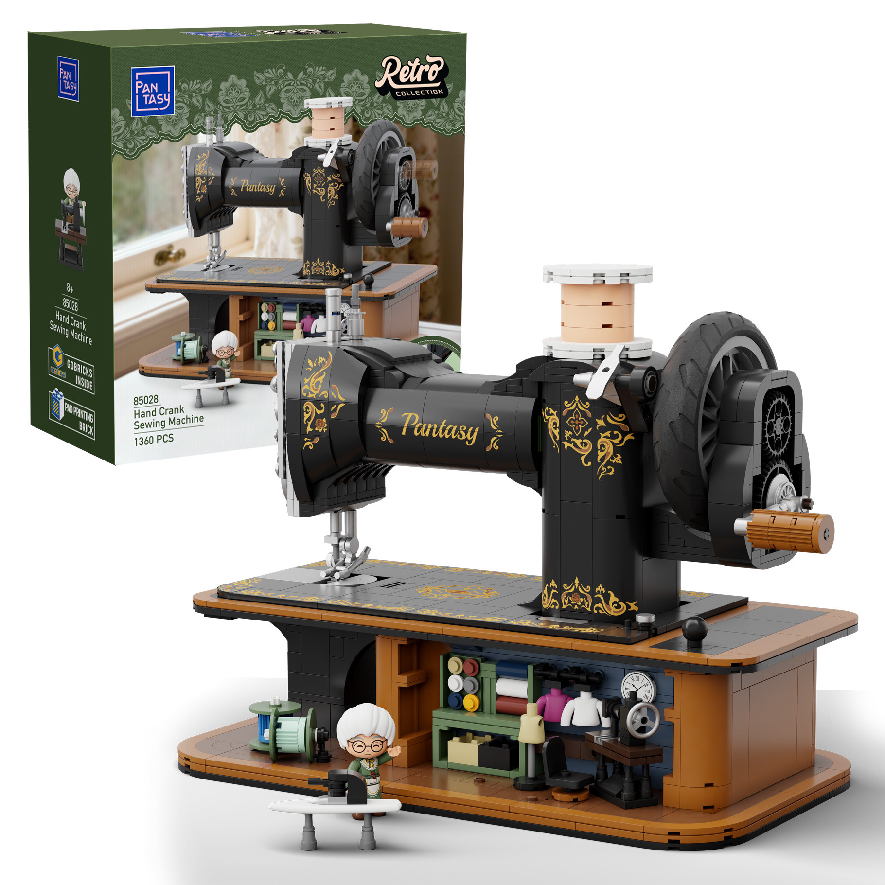 Antique Hand Crank Sewing Machine - 1360 pcs - Image 2