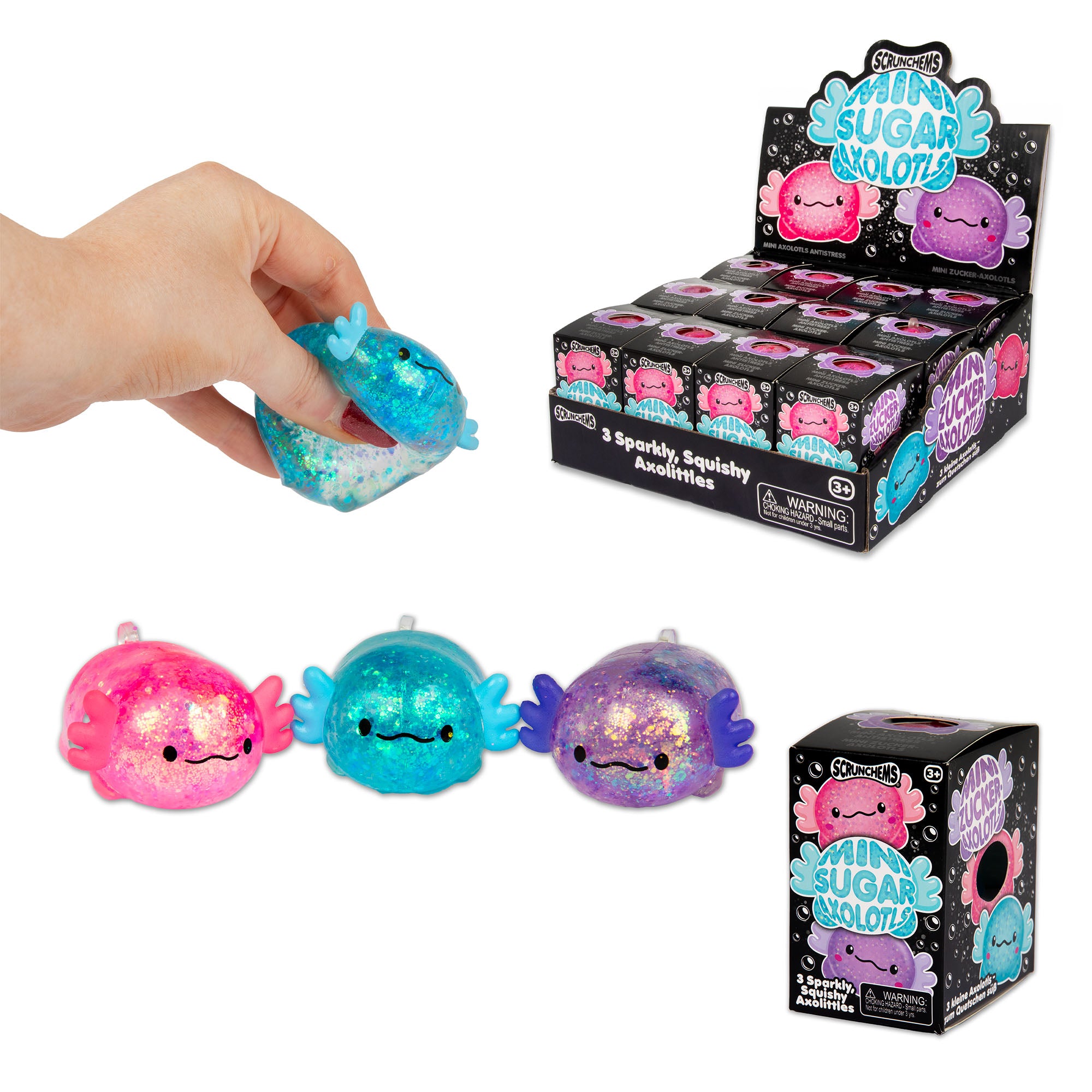 SCRUNCHEMS MINI SUGAR AXOLOTLS - 3PK