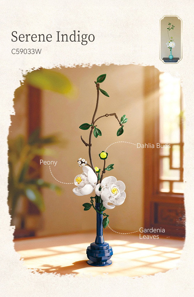 Oriental Floral Art: Serene Indigo - 324 pcs - Image 3